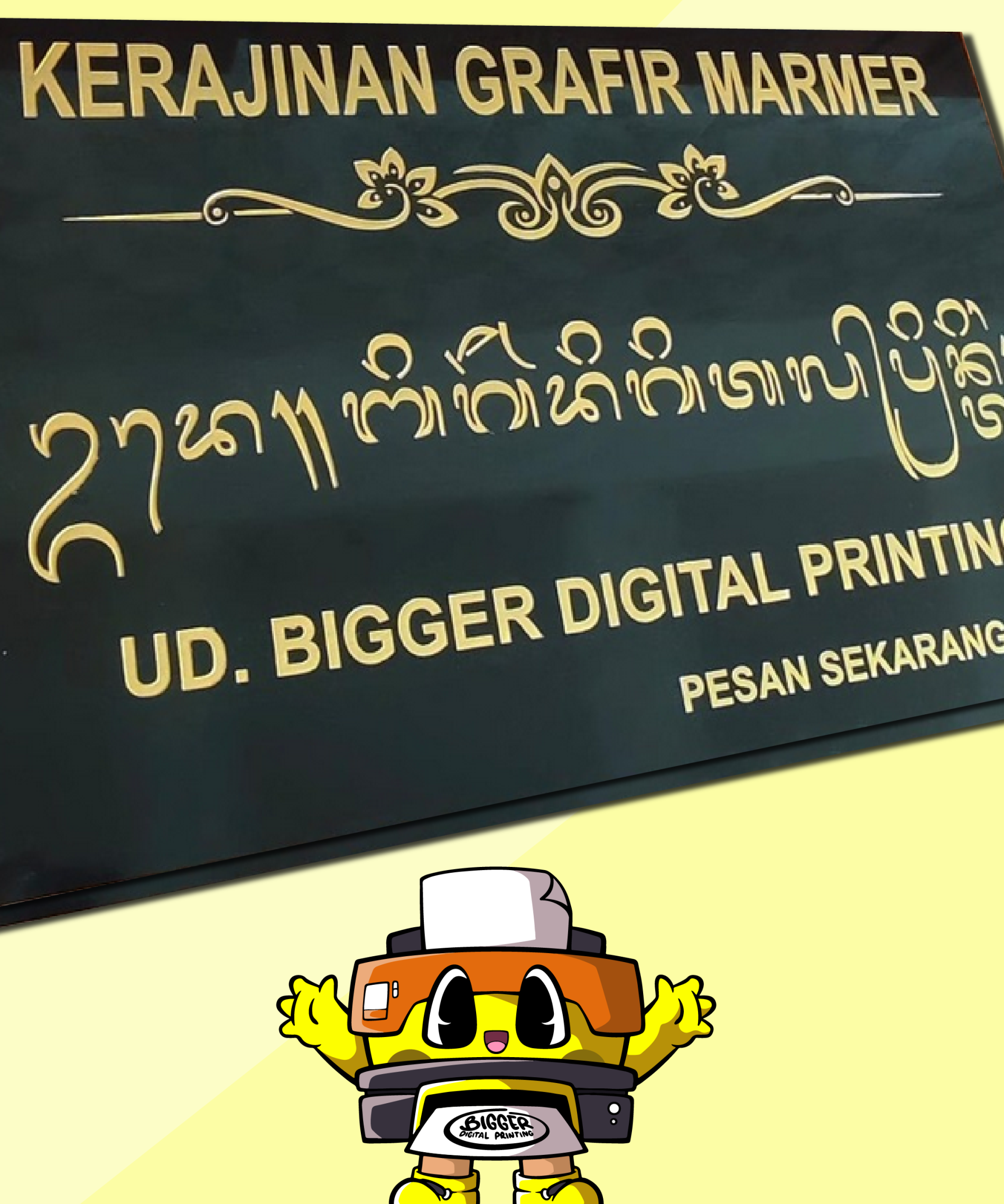 Granit  ukir untuk nama pelinggih